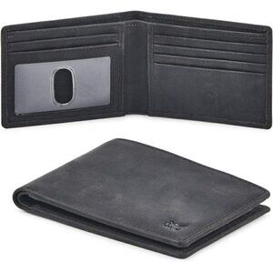 Genuine Leather Mens Bi fold Wallet RFID Blocking Slim Pocket Thin ID BLACK NEW